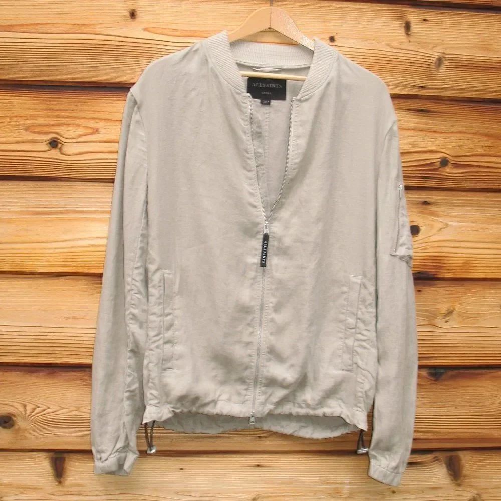 All Saints Linen Bomber Jacket - Picture 2 of 12